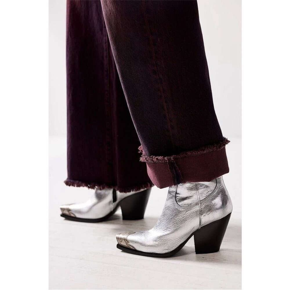 Free People Metallic Silver Ankle Booties
